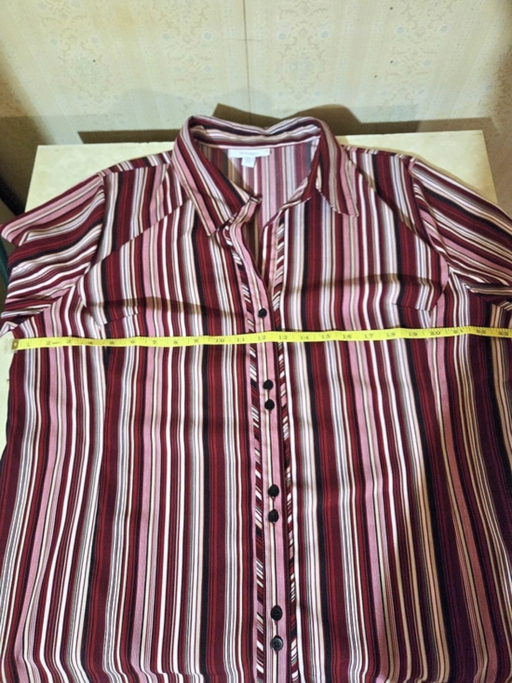 dressbarn Striped Button Down Top in Red & White Size 1X